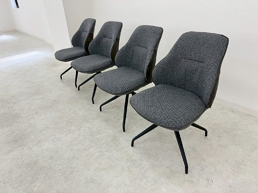 28949■マナベインテリアハーツ ダイニング回転チェア 4脚セット■展示品/中古品