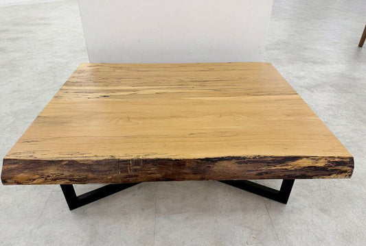 28957■一枚板風 センターテーブル W1000×D840×H370■展示品/中古品