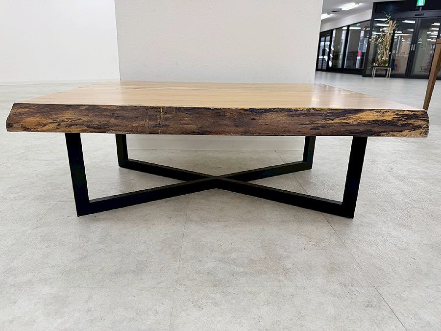 28957■一枚板風 センターテーブル W1000×D840×H370■展示品/中古品